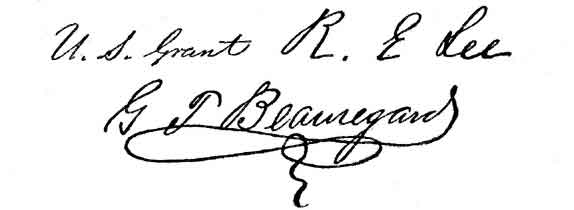 Signatures of famous military
men.