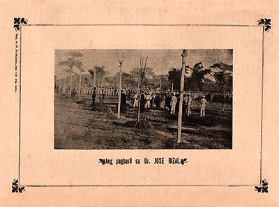 Ang pagbaril ni Dr. Jose Rizal. Imp. de M Fernández.
Paz, 447, Sta Cruz