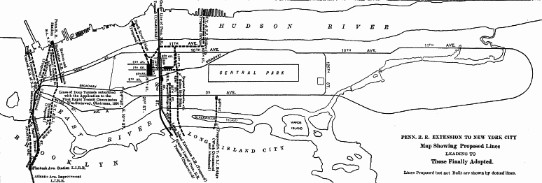 Plate VI.—Pennsylvania Railroad Extension: Map Showing Proposed Lines Leading to Those Finally Adopted