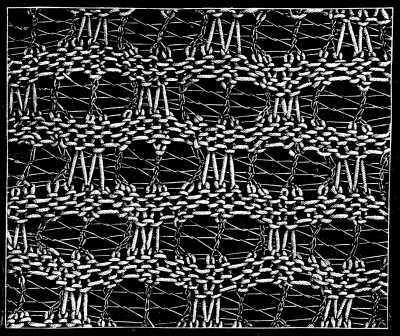 FIG. 385.
KNITTING PATTERN WITH TWO KINDS OF COTTON.