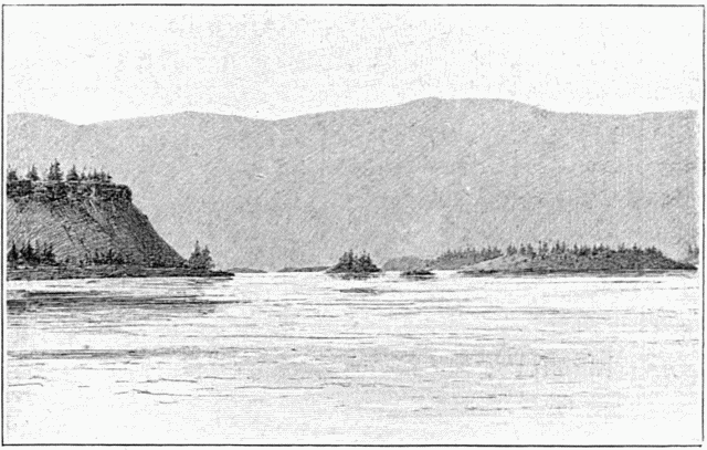 CONFLUENT DES RIVIRES PELLY ET LEWIS. DESSIN DE TAYLOR,
D'APRS LE CROQUIS DE L'AUTEUR.