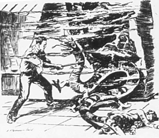 Marable, in a desperate frenzy, hacked at the reptile's
awful head.