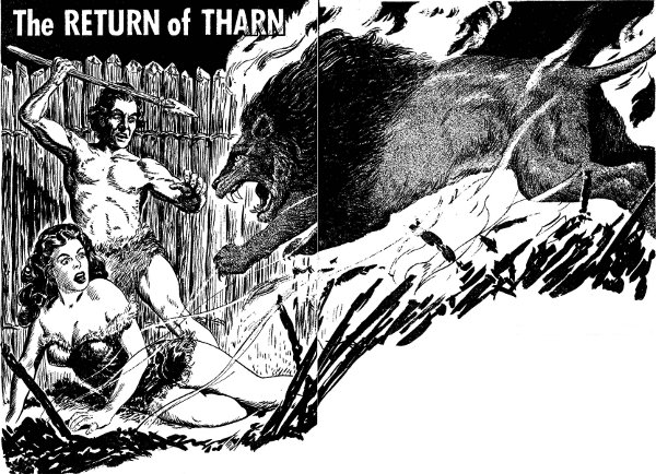 Maddened and in pain from the flames, the lion sprang
over the burning stockade
