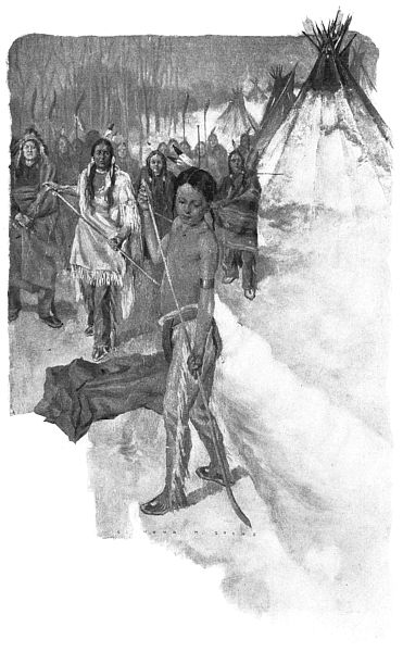 ONONDAGA INDIAN BOYS PLAYING AT "SNOW-SNAKES"