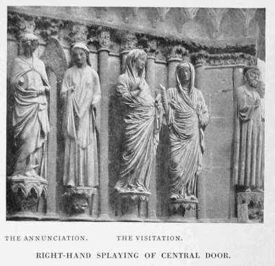 The Annunciation.       The Visitation.
RIGHT-HAND SPLAYING OF CENTRAL DOOR