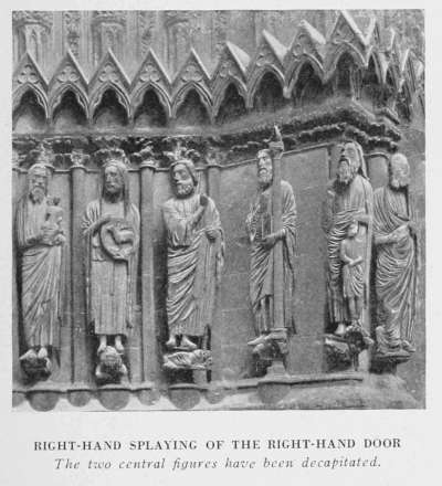 RIGHT-HAND SPLAYING OF THE RIGHT-HAND DOOR
The two central figures have been decapitated.