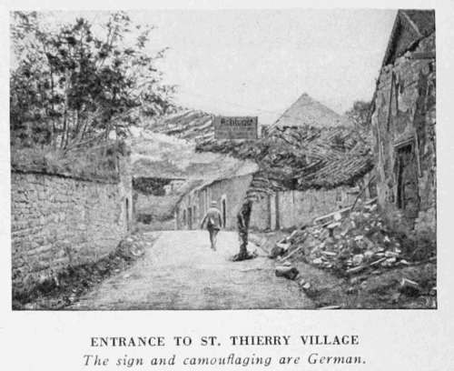 ENTRANCE TO ST. THIERRY VILLAGE
The sign and camouflaging are German.