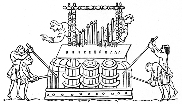PNEUMATIC ORGAN FROM A MS. PSALTER OF EADWINE IN THE LIBRARY OF
TRINITY COLLEGE CAMBRIDGE.