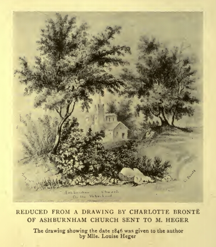 REDUCED FROM A DRAWING BY CHARLOTTE BRONTË OF ASHBURNHAM
CHURCH SENT TO M. HEGER