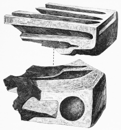 No. 82. Two fragments of a great Mould of Mica-schist for
casting Copper Weapons and Ornaments (14 M.).