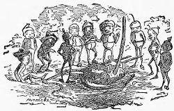 A group of Brownies gathered round the cruel
devices of Farmer Grump