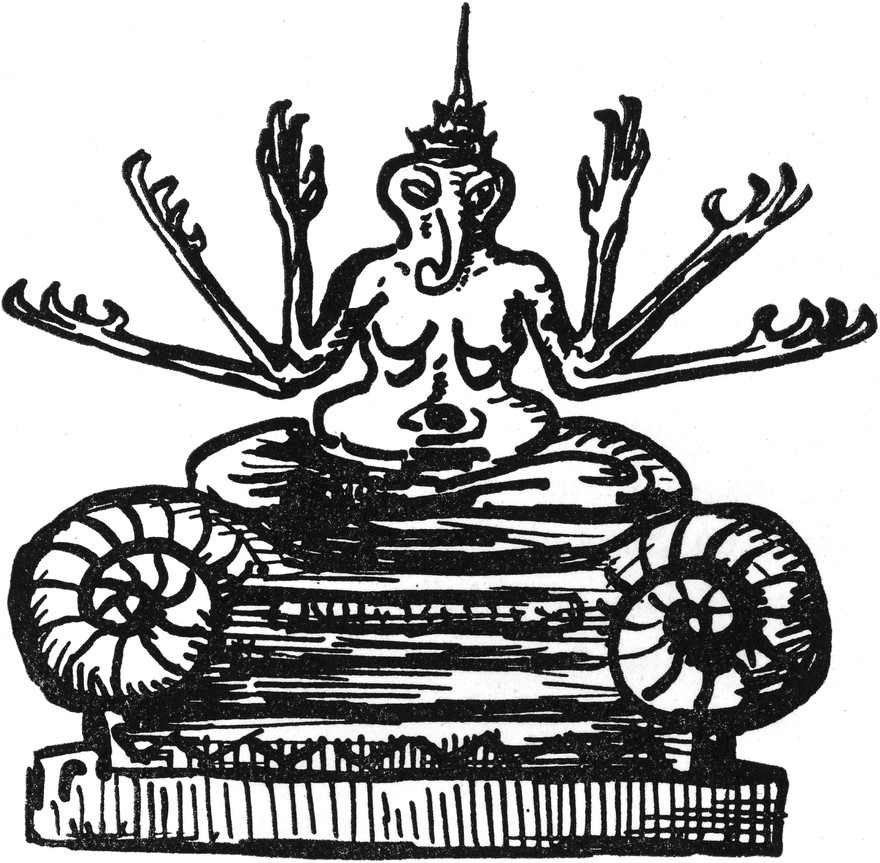 Ein sechsarmiger Ureinwohner
  des Traumlandes in Meditation